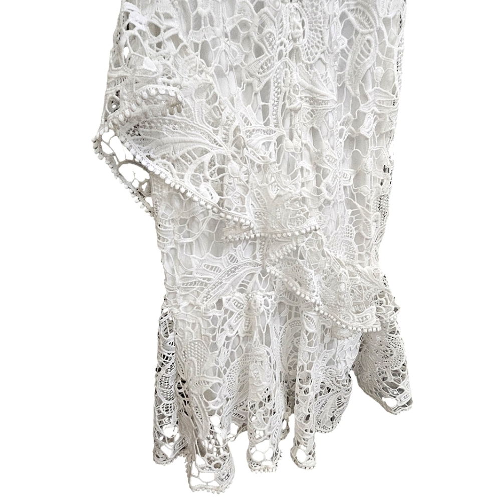 Nwot Lulu's White Embroidered Floral Lace Briarwood Shortsleeve Midi Dre… - Picture 11 of 17